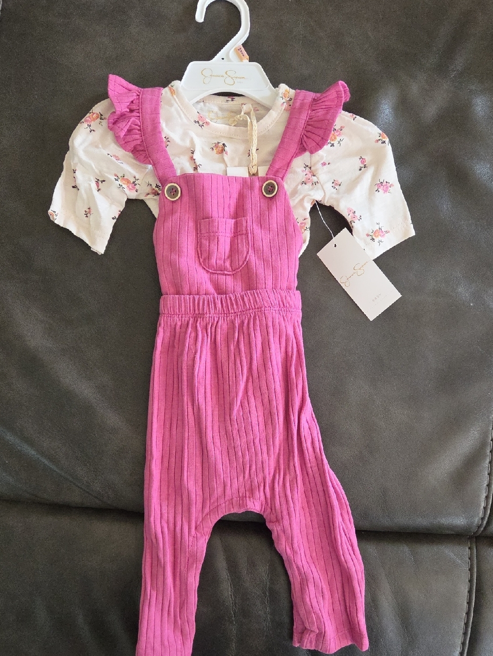 NWT Pink Ribbed Overalls